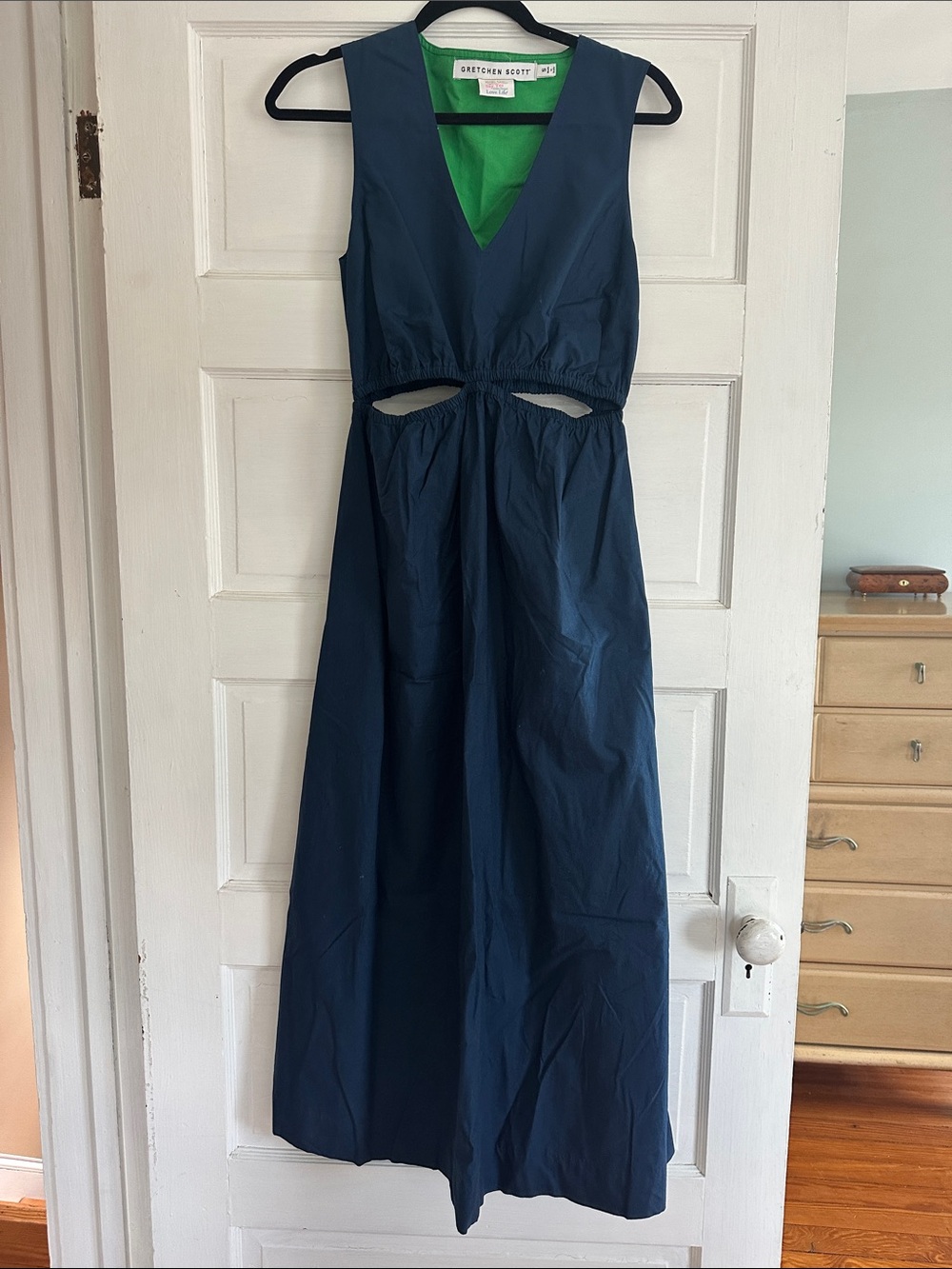 Gretchen Scott Designs Navy Maxi Dress with Green Lining